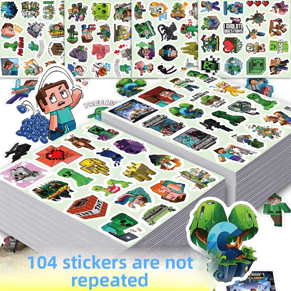 Cosplay Prop Dagger - 104 stuks Minecraft Stickers Creeper Zwaard