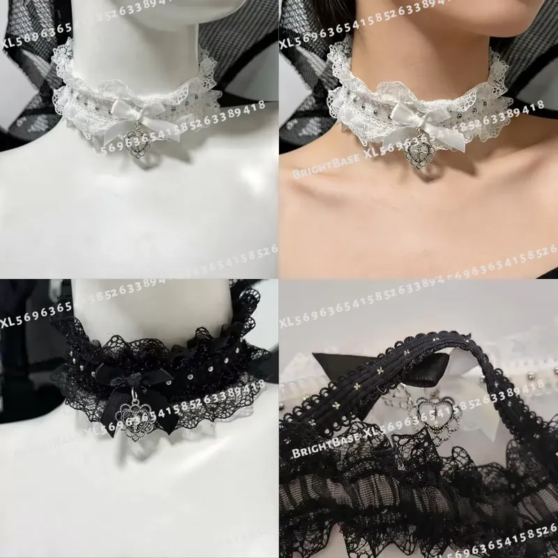 Magnetic Clasp Cosplay - Gotische zwarte kant choker met strik