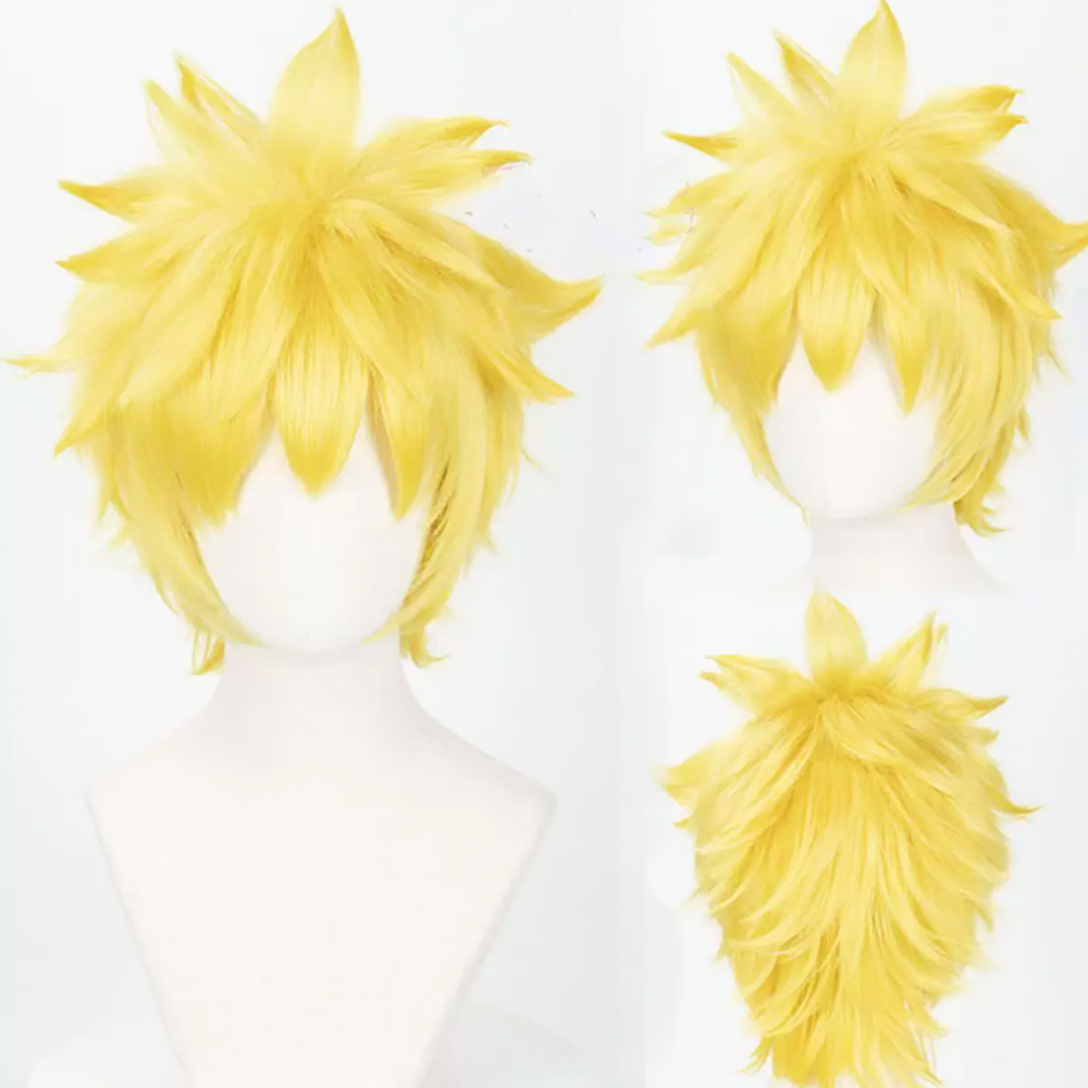 Wig Fiber Net - Synthetische haarpruik Uzumaki cosplay pruik Geel